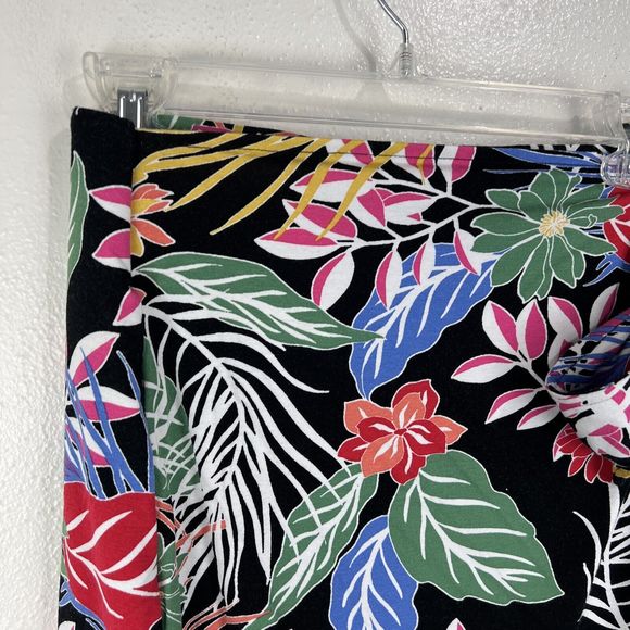 Cynthia Rowley Skirt Women Small Black Multicolor Wrap A-Line Stretch Tropical - Picture 4 of 10